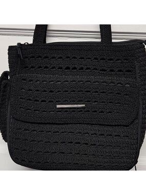 Frankie & Johnnie Black Crocheted Shoulder Bag